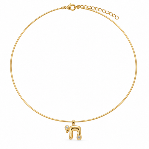 Bubble Chai Choker Necklace in gold tone with cubic zirconia accents.