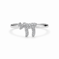 Chai Pavé Ring in silver tone with cubic zirconia stones