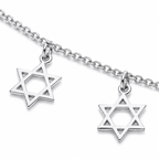 Close-up of the Star of David charms on the Silver Tone Divine Protection Necklace.