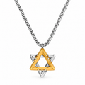 Ezra gold-tone Star of David necklace with silver-tone detailing and a silver-tone rolo chain on a white background.