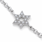 Close-up of the pavé cubic zirconia Star of David charm on the Silver Tone Pavé Trio Bracelet.