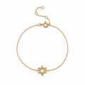 Gold tone Petite Magen David Bracelet featuring a 9.5 mm Star of David charm on a white background.
